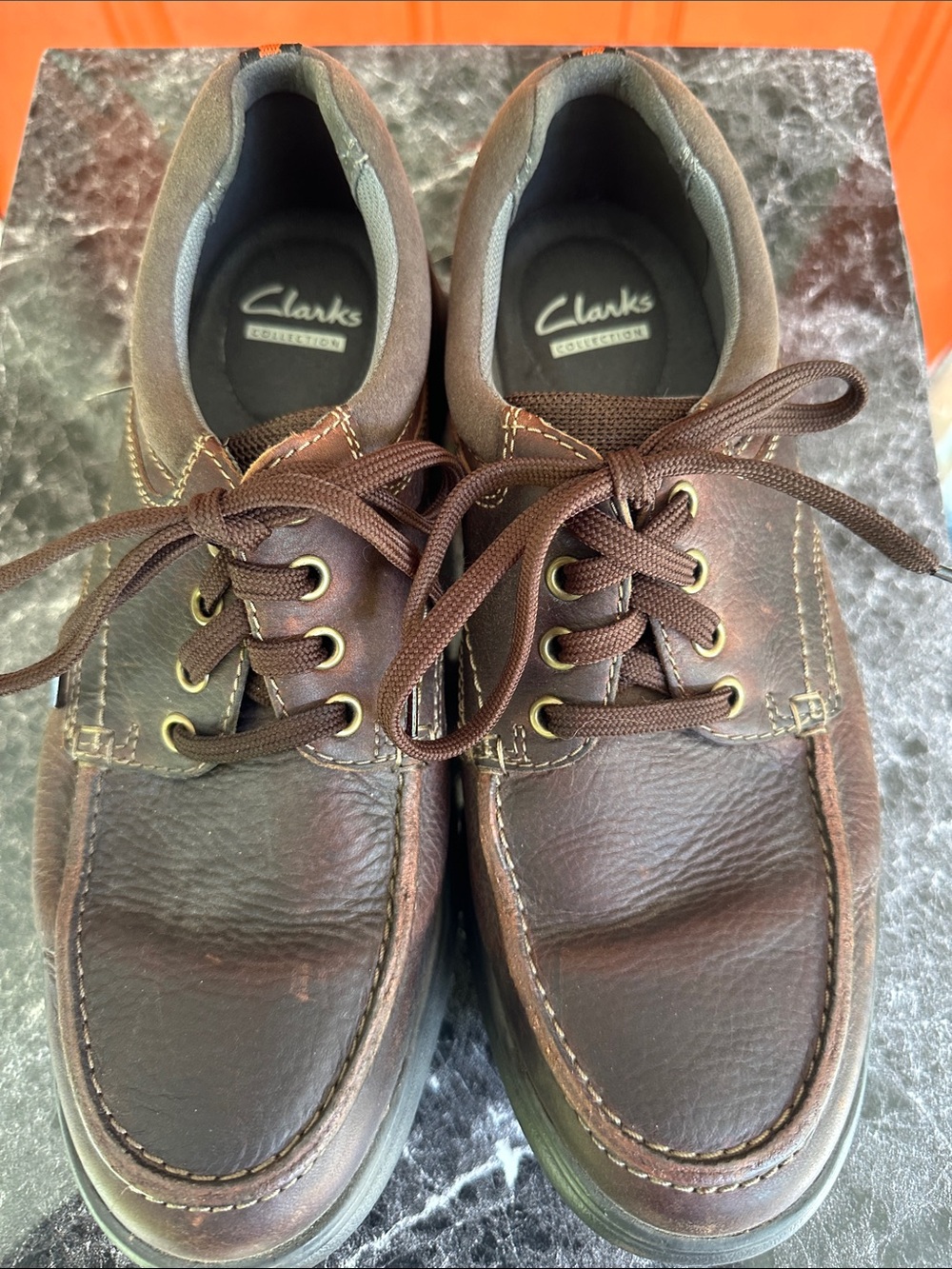 Clarks Brown Leather Lace-Up Casual Boat Shoes